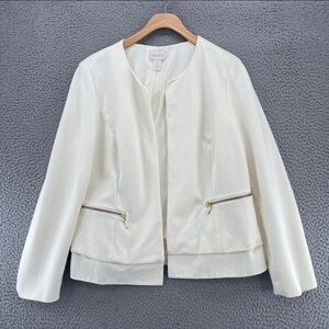 Chico's Cream Blazer with Zippered Pockets